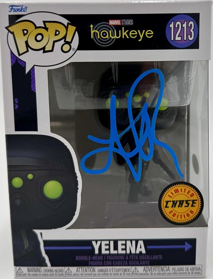 Florence Pugh signed "Yelena" Funko Pop #1213 (Hawkeye) - JSA COA